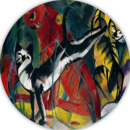 Drie Katten - Franz Marc aluminium muurcirkel
