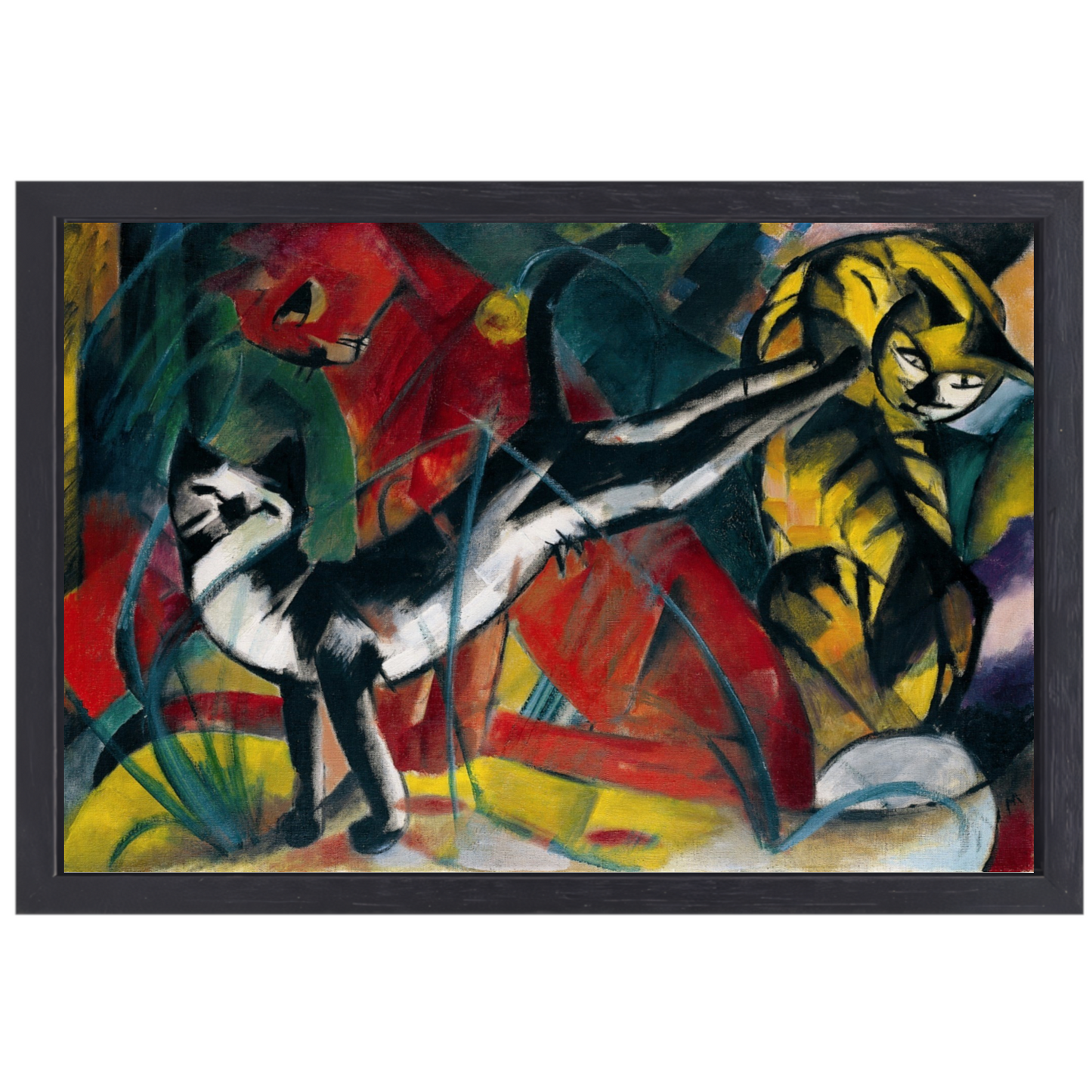 Drie Katten - Franz Marc canvas met baklijst
