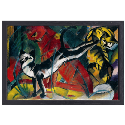 Drie Katten - Franz Marc canvas met baklijst