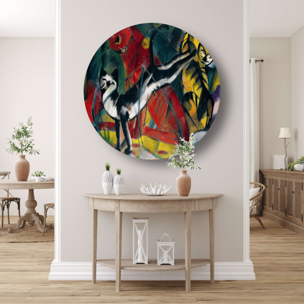 Drie Katten - Franz Marc aluminium muurcirkel