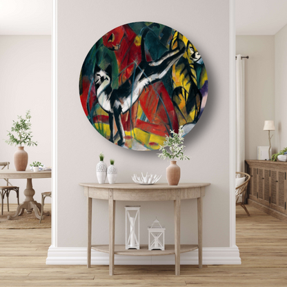 Drie Katten - Franz Marc aluminium muurcirkel