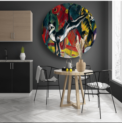 Drie Katten - Franz Marc aluminium muurcirkel