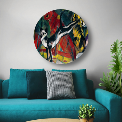 Drie Katten - Franz Marc aluminium muurcirkel
