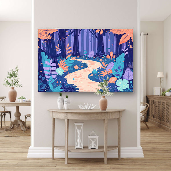 Betoverend bos in pastelkleuren canvas