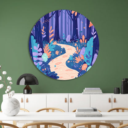 Betoverend bos in pastelkleuren aluminium muurcirkel