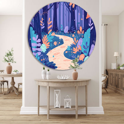 Betoverend bos in pastelkleuren aluminium muurcirkel