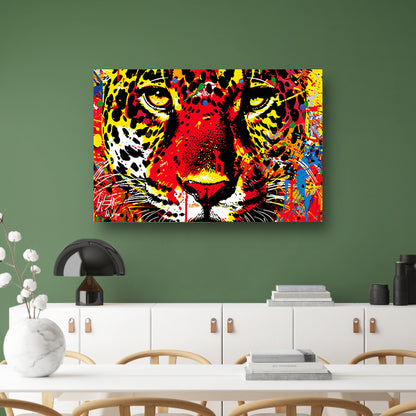 Dynamisch en kleurrijk portret van een jaguar poster
