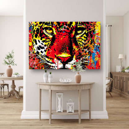 Dynamisch en kleurrijk portret van een jaguar poster