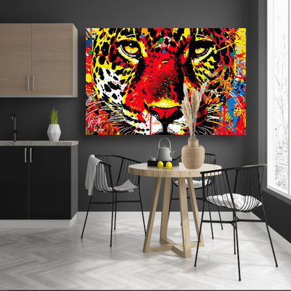 Dynamisch en kleurrijk portret van een jaguar poster