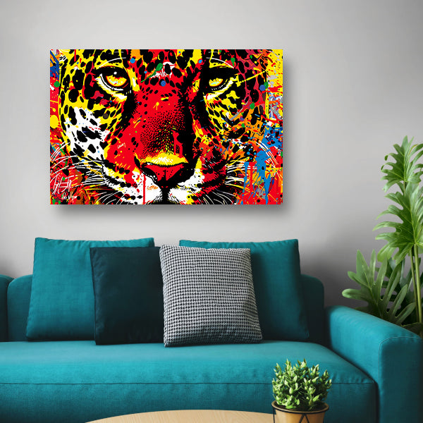 Dynamisch en kleurrijk portret van een jaguar poster