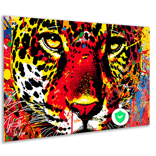 Dynamisch en kleurrijk portret van een jaguar poster