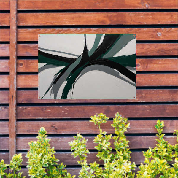 Dynamische Abstractie in Groen en Zwart tuinposter