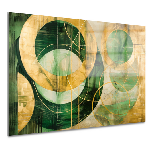 Abstracte gouden en groene geometrie acrylglas