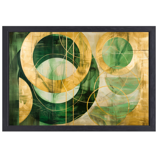 Abstracte gouden en groene geometrie canvas met baklijst