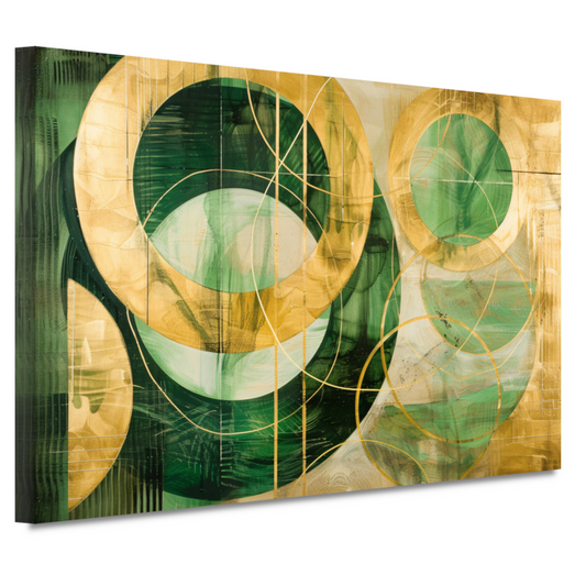 Abstracte gouden en groene geometrie canvas