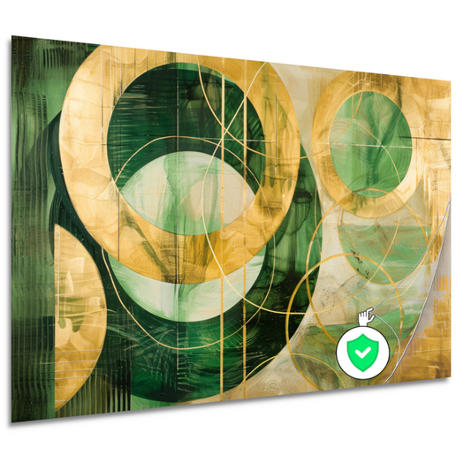 Abstracte gouden en groene geometrie poster