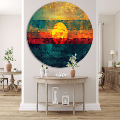 Abstracte digitale zonsondergang schilderij forex muurcirkel