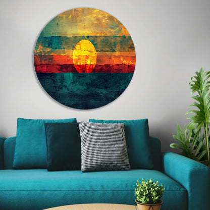 Abstracte digitale zonsondergang schilderij forex muurcirkel