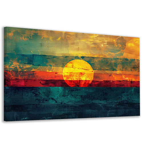 Abstracte digitale zonsondergang schilderij canvas