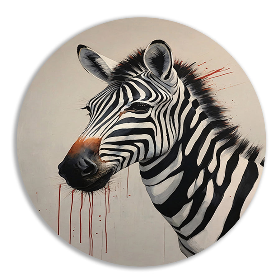 Zebra Portrait with Striking Red Accent forex muurcirkel