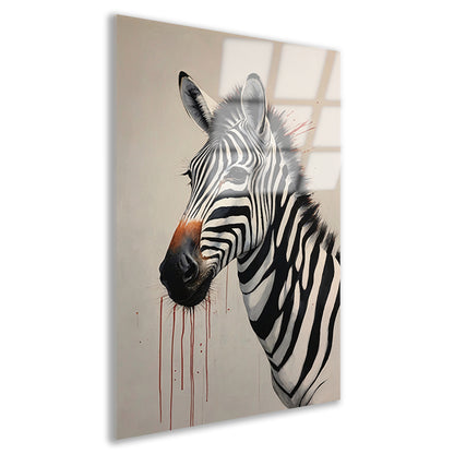 Zebra Portrait with Striking Red Accent Acrylglas