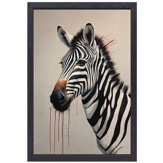 Zebra Portrait with Striking Red Accent canvas met baklijst