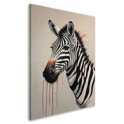 Zebra Portrait with Striking Red Accent canvas
