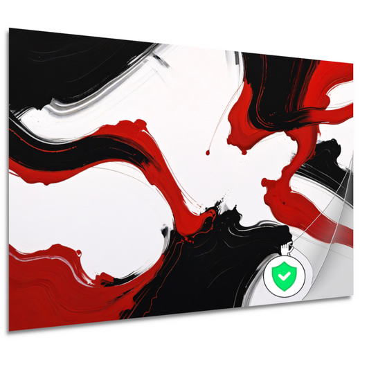 Contrastrijke abstractie in rood en zwart poster