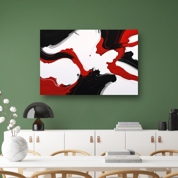 Contrastrijke abstractie in rood en zwart poster