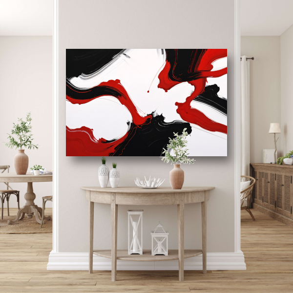 Contrastrijke abstractie in rood en zwart poster