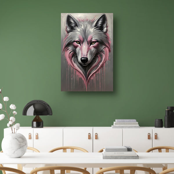 Abstracte Wolf in Druppels van Roze en Grijs Acrylglas