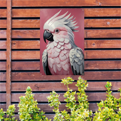 Roze papegaai modern realistisch olieverfportret tuinposter