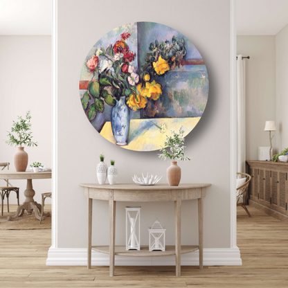 Stilleven, bloemen in een vaas - Paul Cézanne aluminium muurcirkel