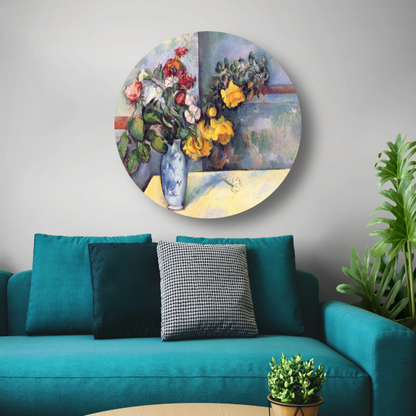 Stilleven, bloemen in een vaas - Paul Cézanne aluminium muurcirkel