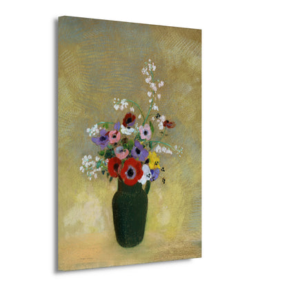 Grote Groene Vaas met Gemengde Bloemen - Odilon Redon canvas