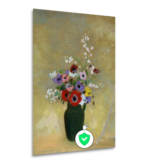 Grote Groene Vaas met Gemengde Bloemen - Odilon Redon poster