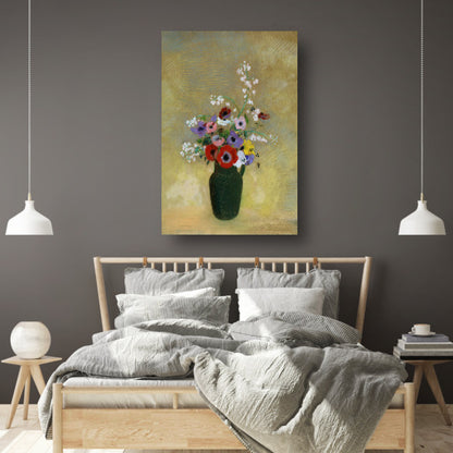 Grote Groene Vaas met Gemengde Bloemen - Odilon Redon canvas