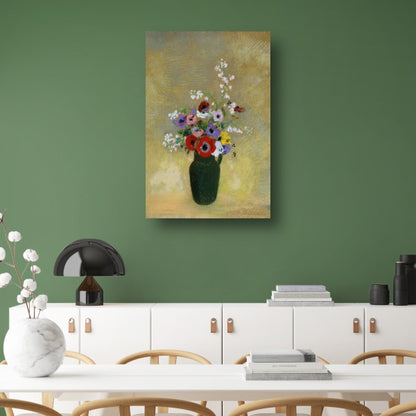 Grote Groene Vaas met Gemengde Bloemen - Odilon Redon poster