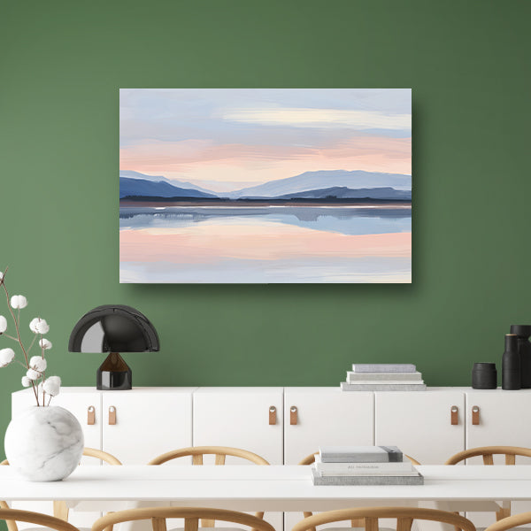 Digitale kunst serene berglandschap zonsondergang poster