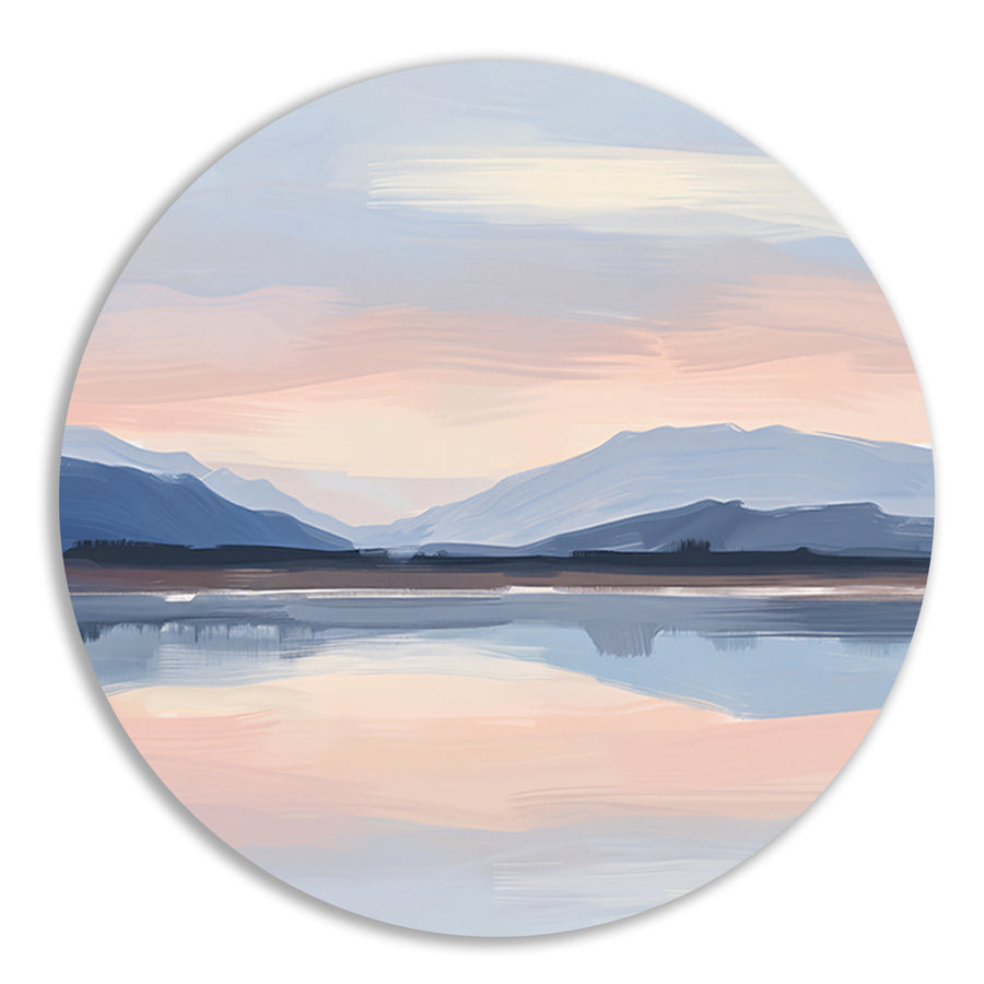 Digitale kunst serene berglandschap zonsondergang forex muurcirkel