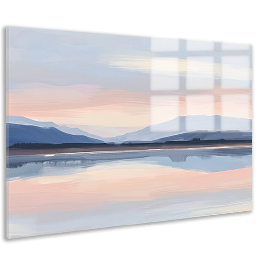 Digitale kunst serene berglandschap zonsondergang acrylglas