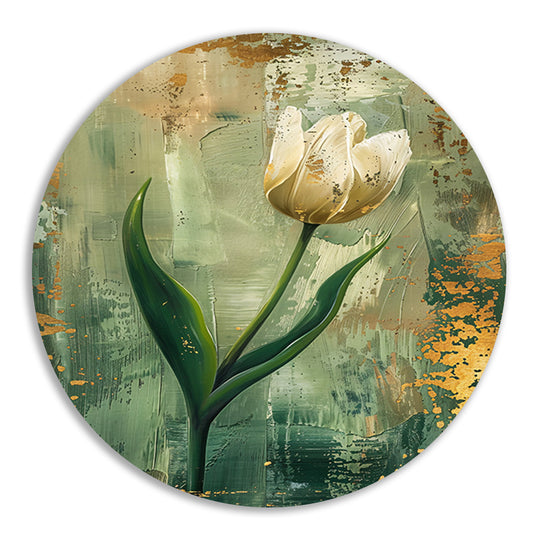 Witte tulp in abstracte expressieve olieverf forex muurcirkel