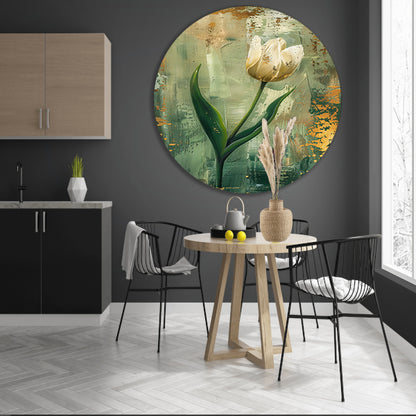 Witte tulp in abstracte expressieve olieverf forex muurcirkel