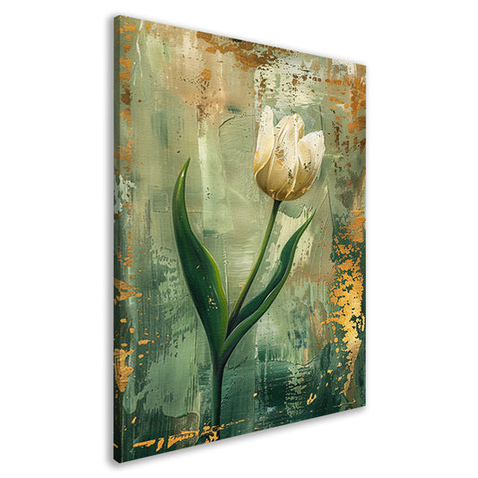 Witte tulp in abstracte expressieve olieverf canvas