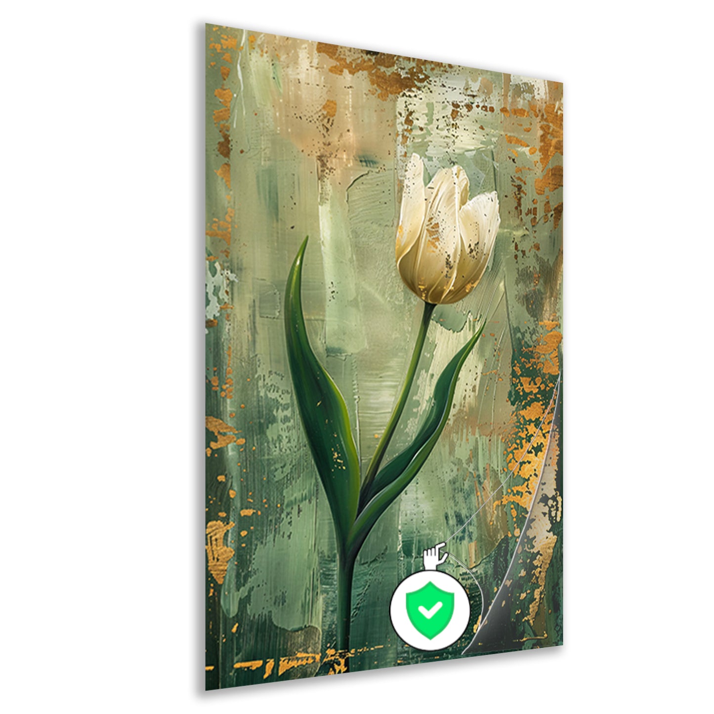 Witte tulp in abstracte expressieve olieverf poster