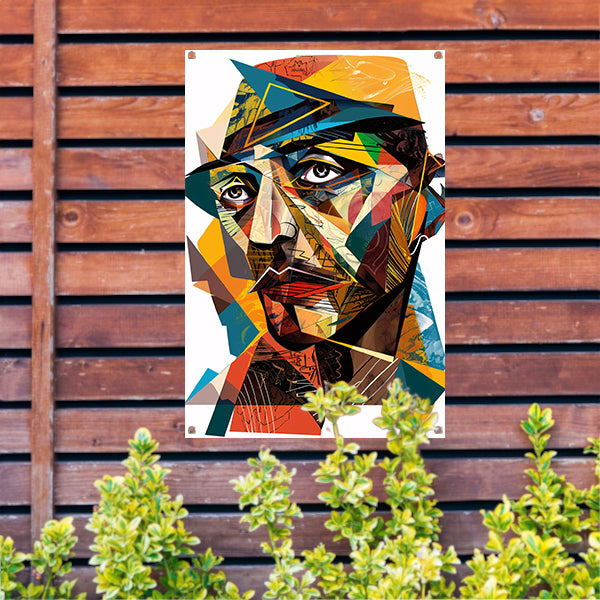 Abstract Kubistisch Portret in Levendige Kleuren tuinposter