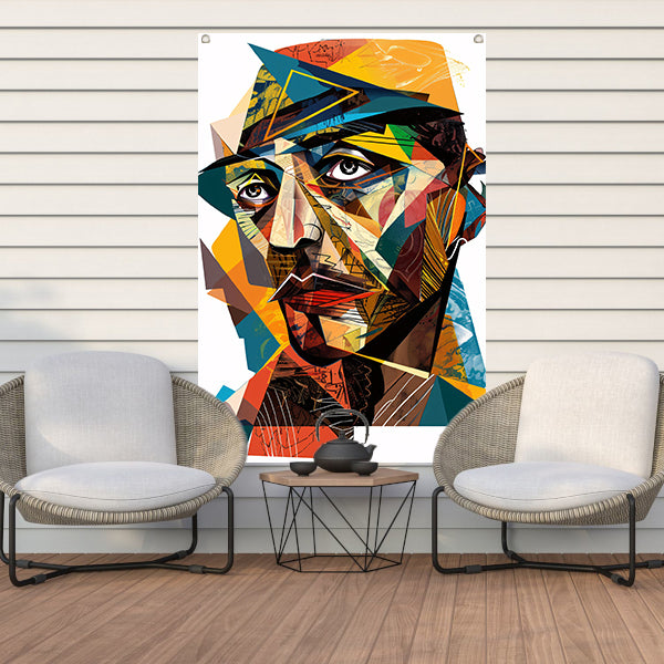 Abstract Kubistisch Portret in Levendige Kleuren tuinposter