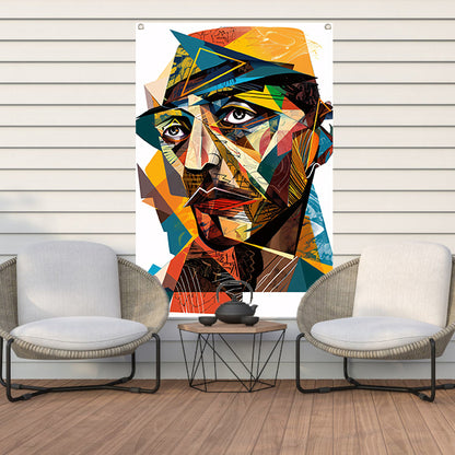 Abstract Kubistisch Portret in Levendige Kleuren tuinposter