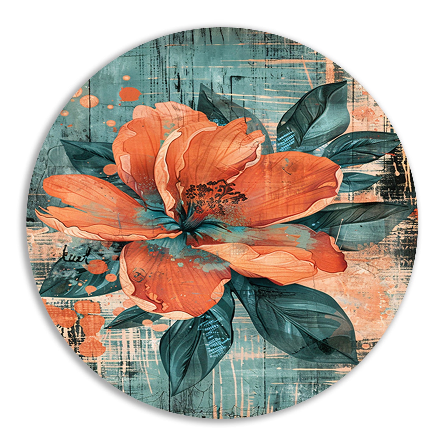 Surrealistische bloem in levendige kleuren forex muurcirkel