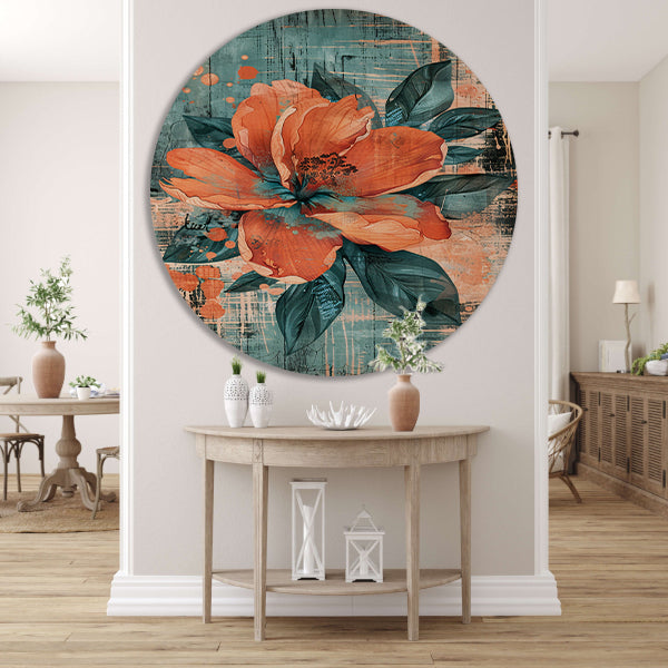 Surrealistische bloem in levendige kleuren forex muurcirkel